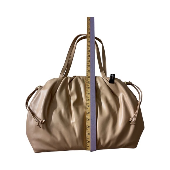 Victoria's Secret Taupe Gathered‎ Tote Bag Drawstring Shoulder Bag - Picture 3 of 7